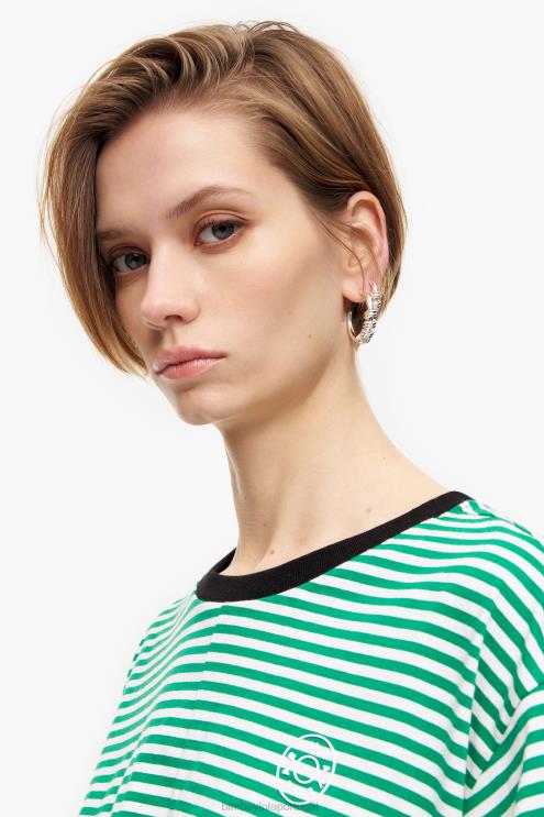 verde e branco roupas 64X4N321 camiseta boxy nó Bimba Y Lola