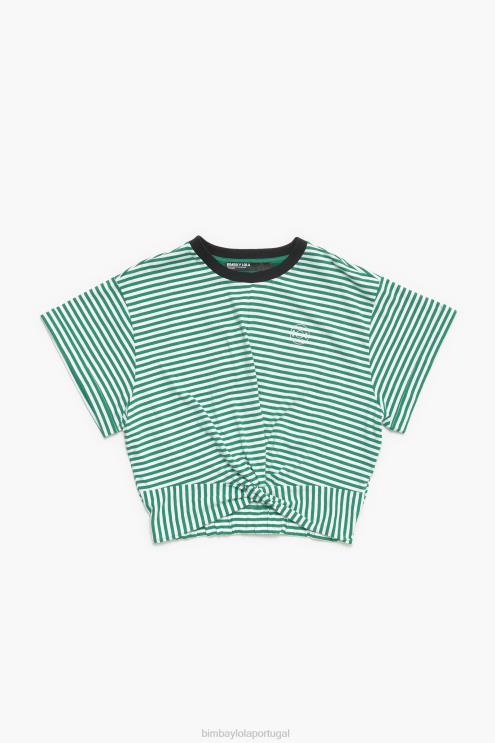 verde e branco roupas 64X4N321 camiseta boxy nó Bimba Y Lola