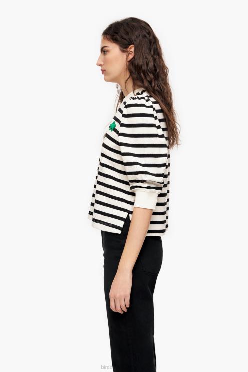 branco roupas 64X4N498 moletom com logo listrado Bimba Y Lola