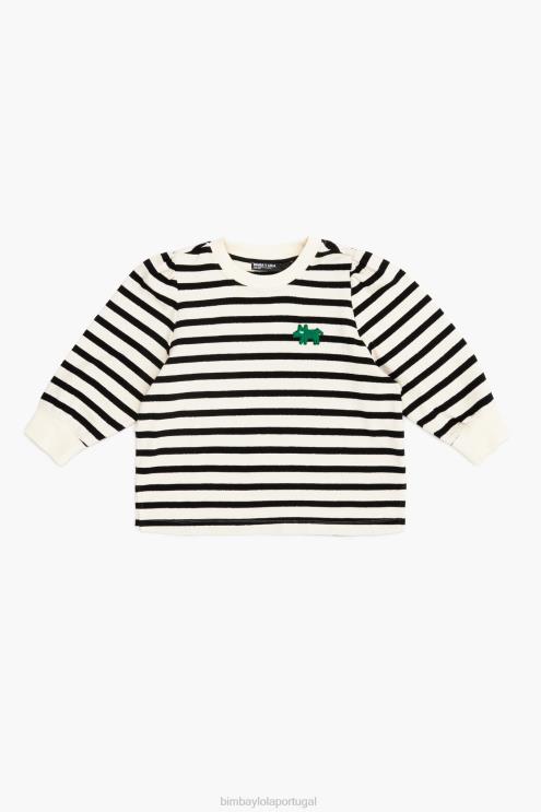 branco roupas 64X4N498 moletom com logo listrado Bimba Y Lola