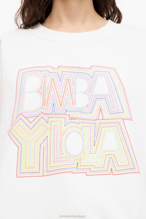branco roupas 64X4N499 moletom logotipo Bimba Y Lola