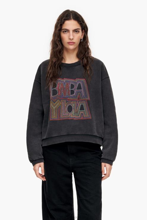 preto roupas 64X4N500 moletom quadrado Bimba Y Lola