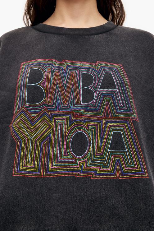 preto roupas 64X4N500 moletom quadrado Bimba Y Lola