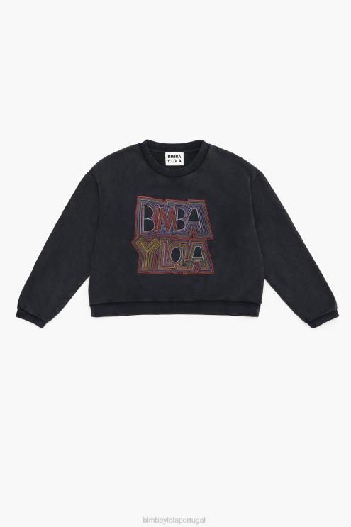 preto roupas 64X4N500 moletom quadrado Bimba Y Lola