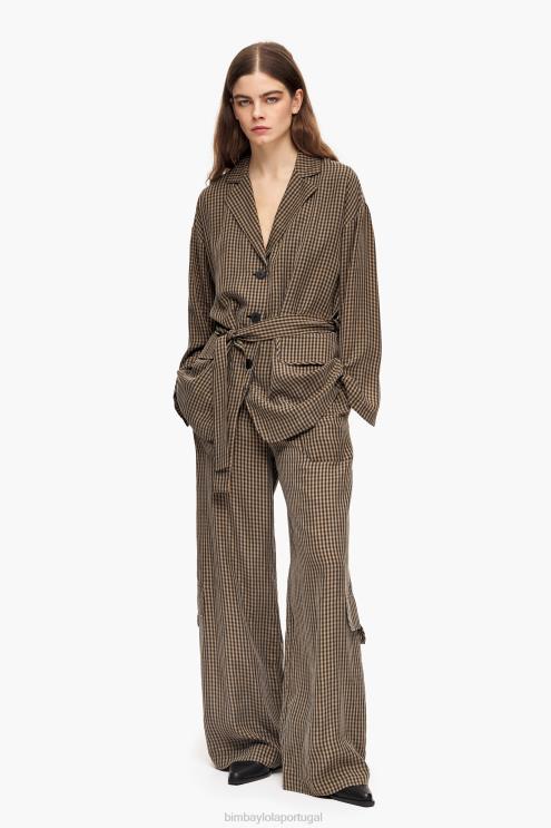 marrom roupas 64X4N470 blazer oversize de guingão Bimba Y Lola