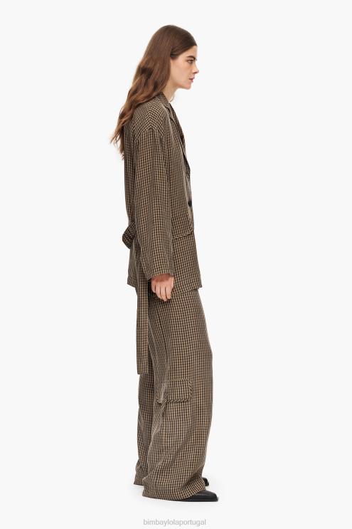 marrom roupas 64X4N470 blazer oversize de guingão Bimba Y Lola