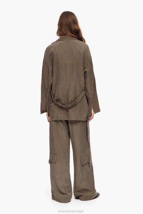 marrom roupas 64X4N470 blazer oversize de guingão Bimba Y Lola