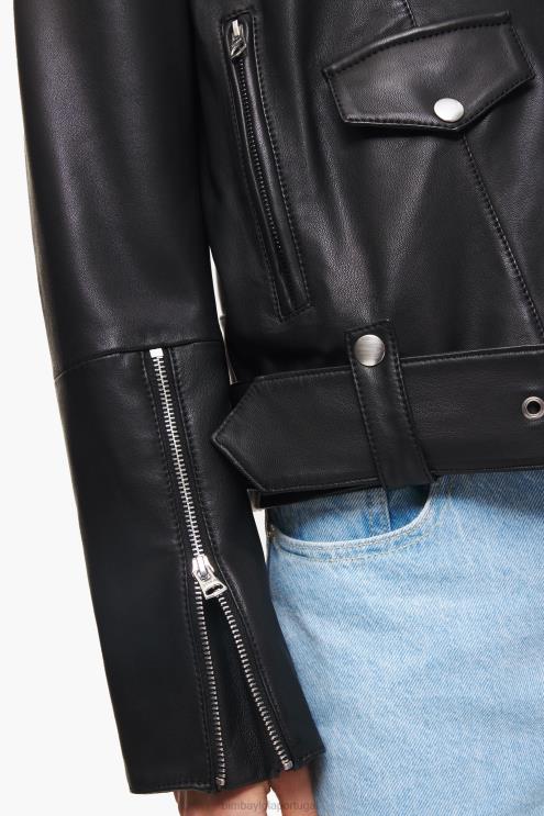 preto roupas 64X4N474 jaqueta de motociclista de couro Bimba Y Lola