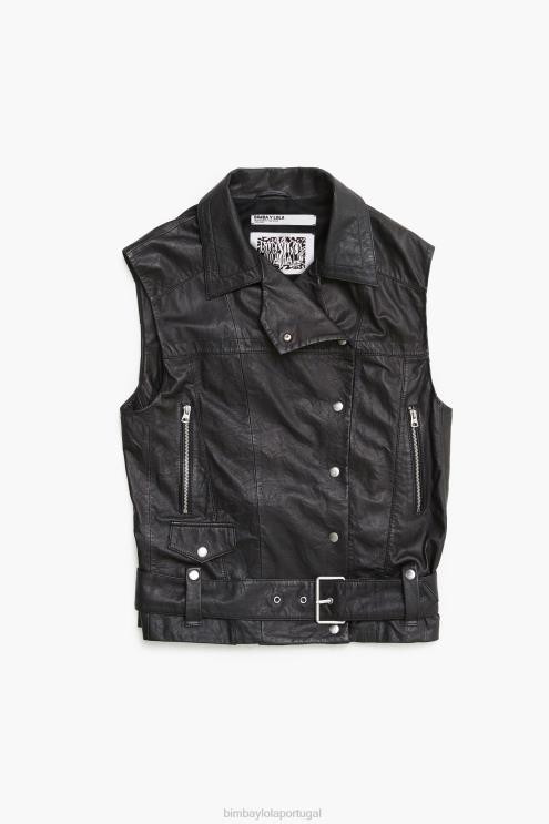 preto roupas 64X4N477 colete de motociclista de couro Bimba Y Lola