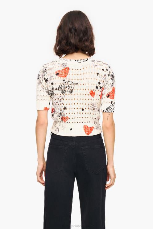 apelido roupas 64X4N371 cardigã de malha aberta com estampa de coração Bimba Y Lola