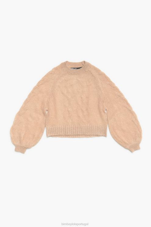 areia roupas 64X4N380 suéter de mohair de malha aberta Bimba Y Lola