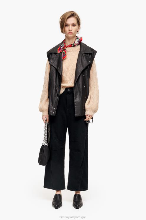 areia roupas 64X4N380 suéter de mohair de malha aberta Bimba Y Lola