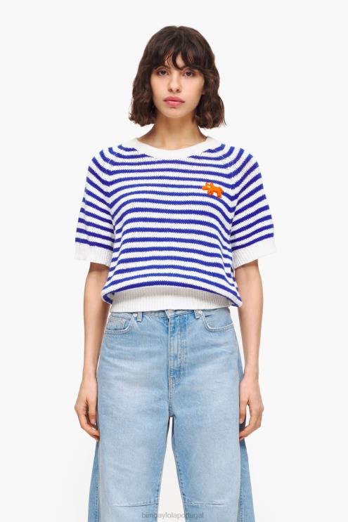 azul e branco roupas 64X4N369 suéter listrado Bimba Y Lola