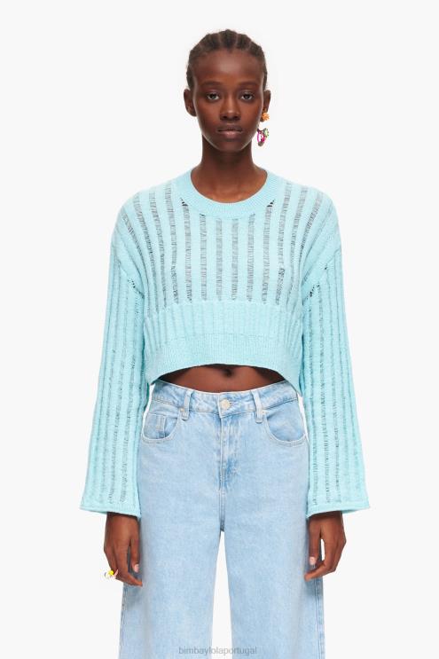 azul roupas 64X4N386 suéter com nervuras Bimba Y Lola