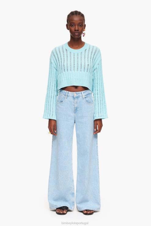 azul roupas 64X4N386 suéter com nervuras Bimba Y Lola