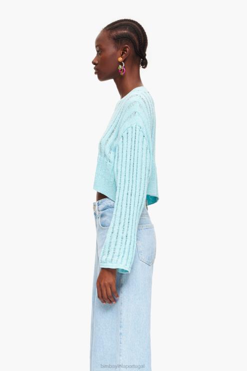 azul roupas 64X4N386 suéter com nervuras Bimba Y Lola