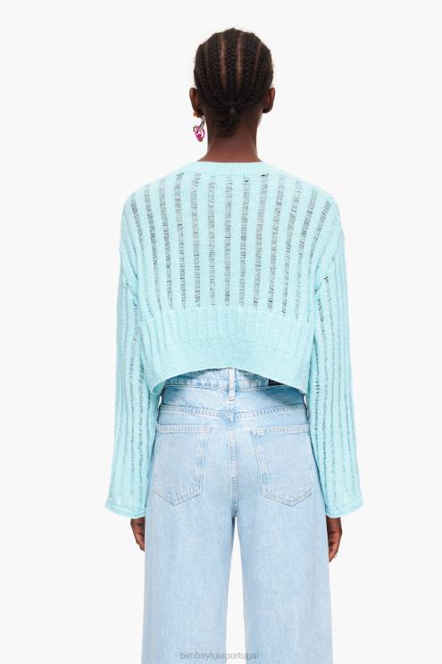 azul roupas 64X4N386 suéter com nervuras Bimba Y Lola