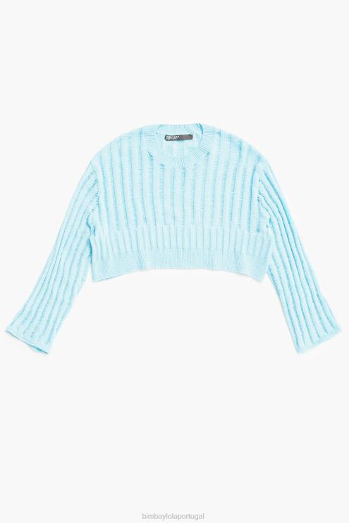 azul roupas 64X4N386 suéter com nervuras Bimba Y Lola