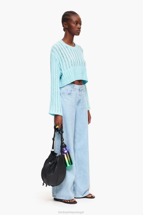 azul roupas 64X4N386 suéter com nervuras Bimba Y Lola