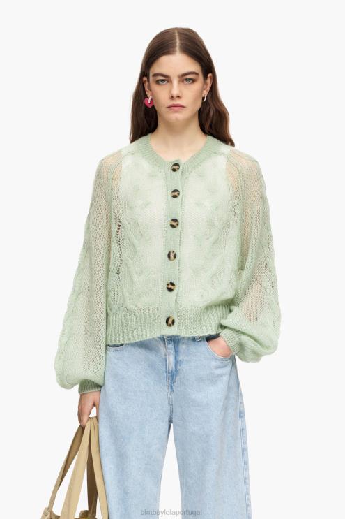 hortelã roupas 64X4N379 cardigã de mohair de malha aberta Bimba Y Lola