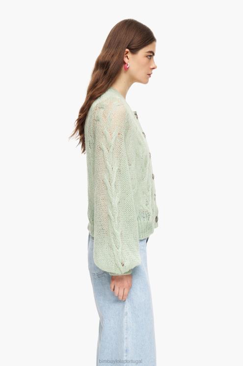 hortelã roupas 64X4N379 cardigã de mohair de malha aberta Bimba Y Lola