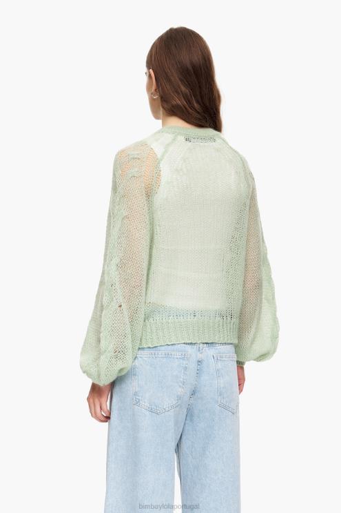 hortelã roupas 64X4N379 cardigã de mohair de malha aberta Bimba Y Lola
