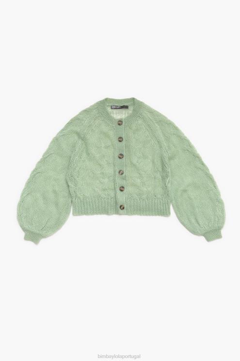 hortelã roupas 64X4N379 cardigã de mohair de malha aberta Bimba Y Lola