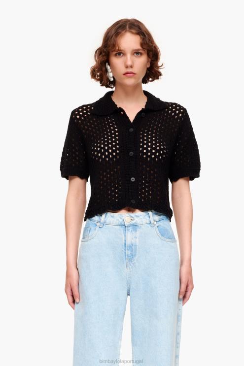preto roupas 64X4N359 casaquinho de crochê Bimba Y Lola