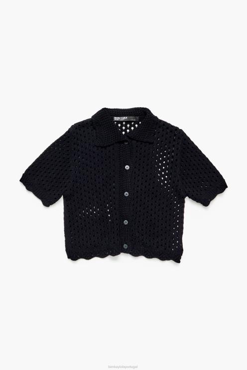 preto roupas 64X4N359 casaquinho de crochê Bimba Y Lola