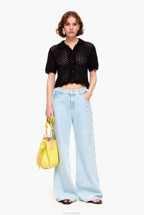 preto roupas 64X4N359 casaquinho de crochê Bimba Y Lola