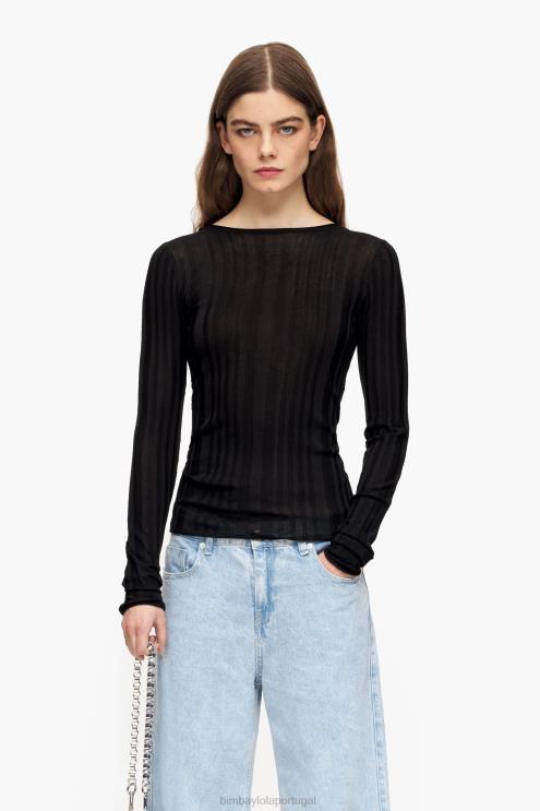 preto roupas 64X4N384 suéter ajustado Bimba Y Lola