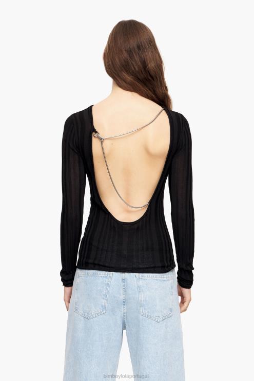 preto roupas 64X4N384 suéter ajustado Bimba Y Lola