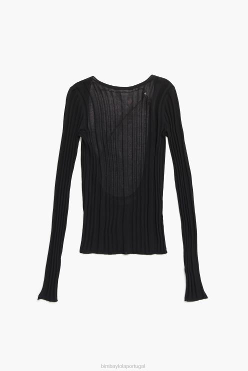 preto roupas 64X4N384 suéter ajustado Bimba Y Lola