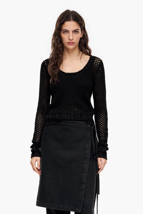 preto roupas 64X4N387 suéter de malha aberta Bimba Y Lola