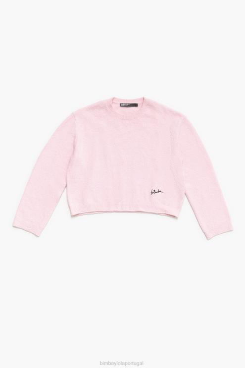 rosa roupas 64X4N376 suéter de algodão Bimba Y Lola