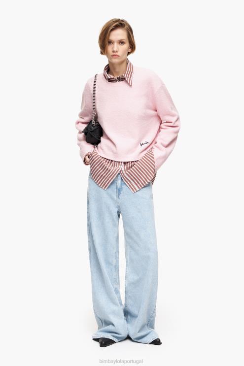 rosa roupas 64X4N376 suéter de algodão Bimba Y Lola