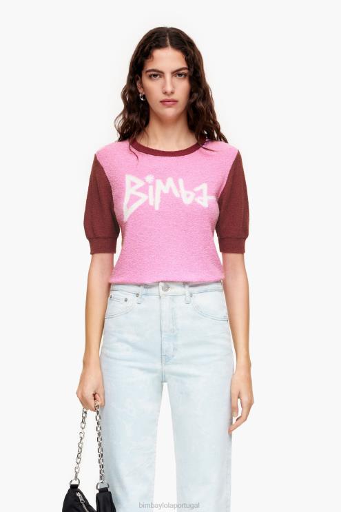 rosa roupas 64X4N383 suéter bicolor de algodão Bimba Y Lola