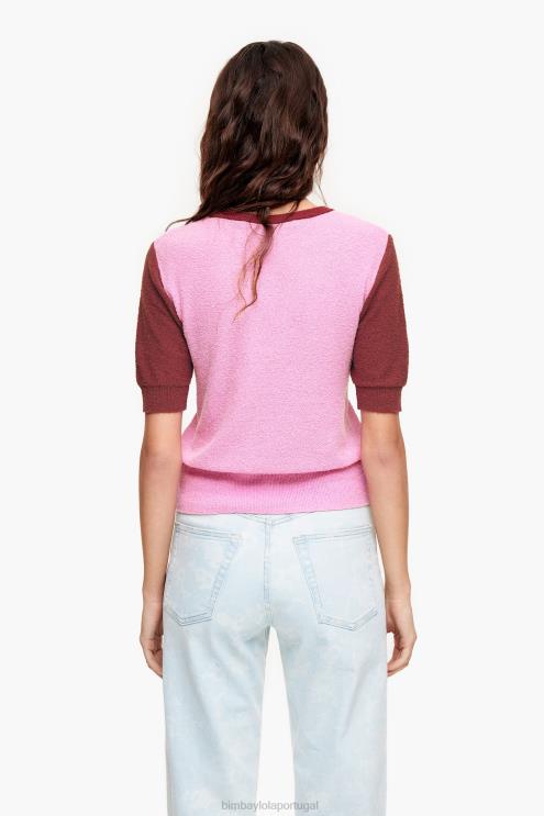 rosa roupas 64X4N383 suéter bicolor de algodão Bimba Y Lola