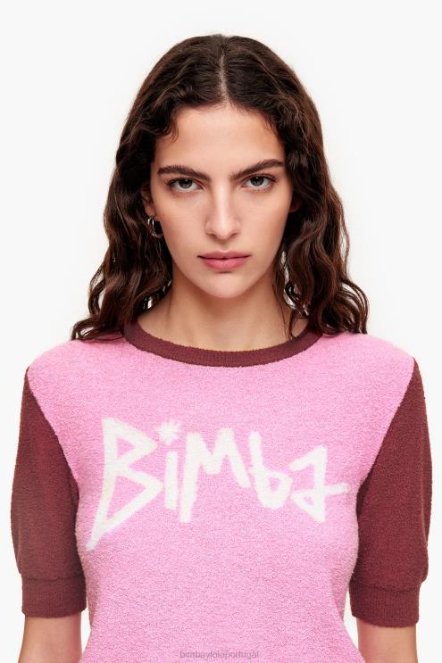 rosa roupas 64X4N383 suéter bicolor de algodão Bimba Y Lola