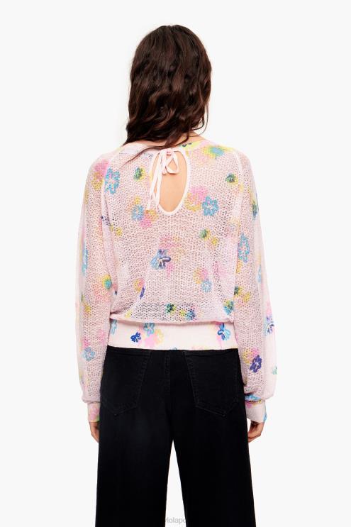 rosa roupas 64X4N393 suéter de linho com estampa de flores em spray Bimba Y Lola