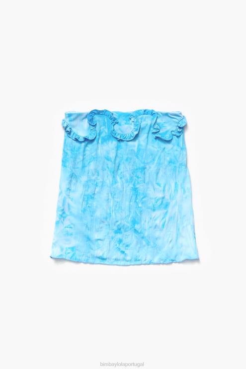 azul roupas 64X4N341 top plissado ajustado Bimba Y Lola