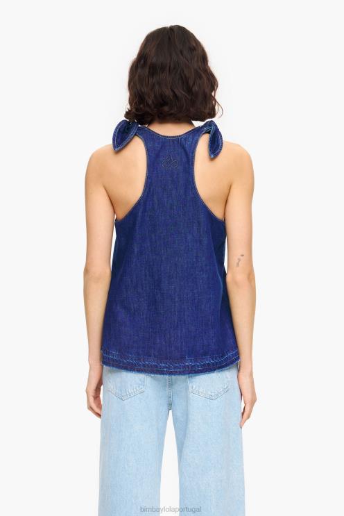 azul roupas 64X4N346 top jeans escuro Bimba Y Lola