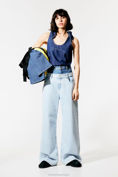 azul roupas 64X4N509 top jeans escuro Bimba Y Lola