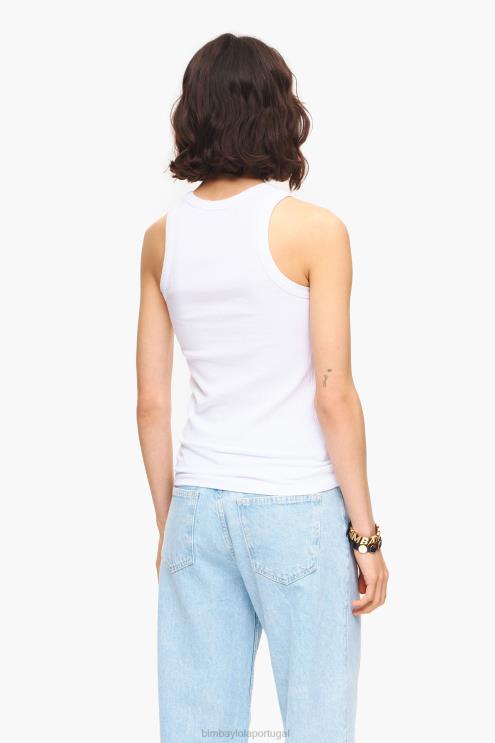 branco roupas 64X4N244 top de pimenta ajustado Bimba Y Lola