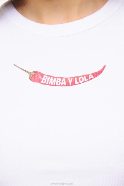 branco roupas 64X4N244 top de pimenta ajustado Bimba Y Lola
