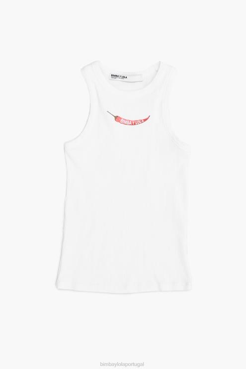 branco roupas 64X4N244 top de pimenta ajustado Bimba Y Lola