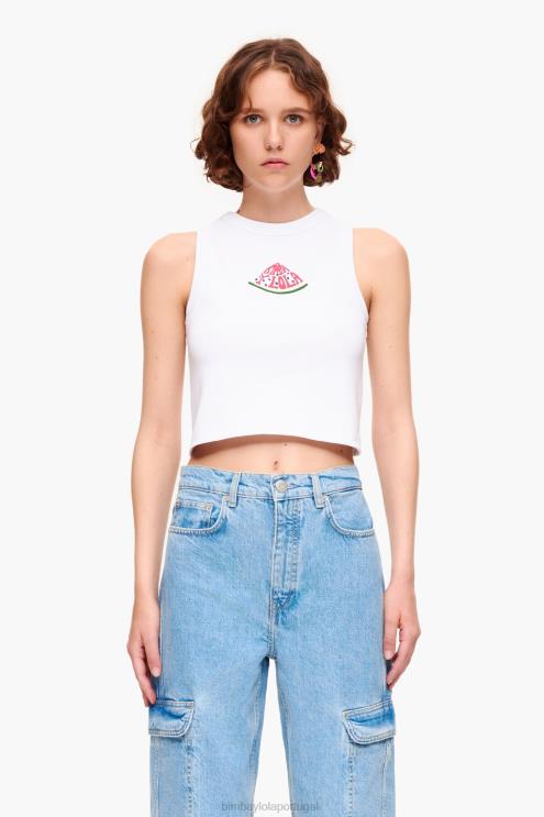branco roupas 64X4N273 topo de logotipo de melancia Bimba Y Lola