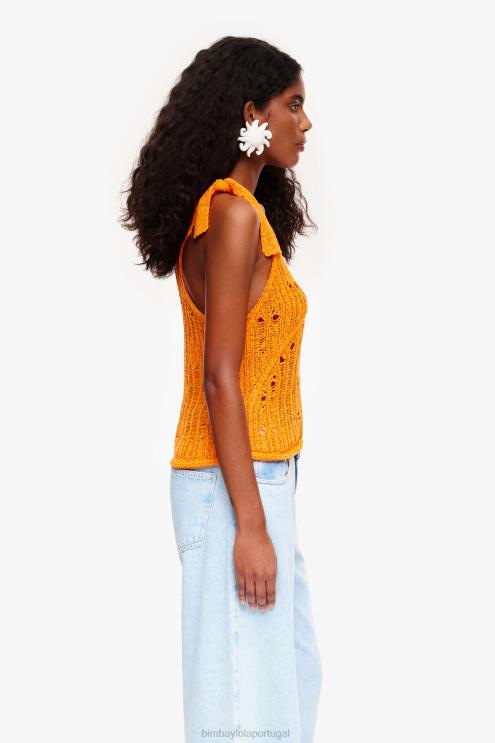 laranja roupas 64X4N263 top de crochê Bimba Y Lola