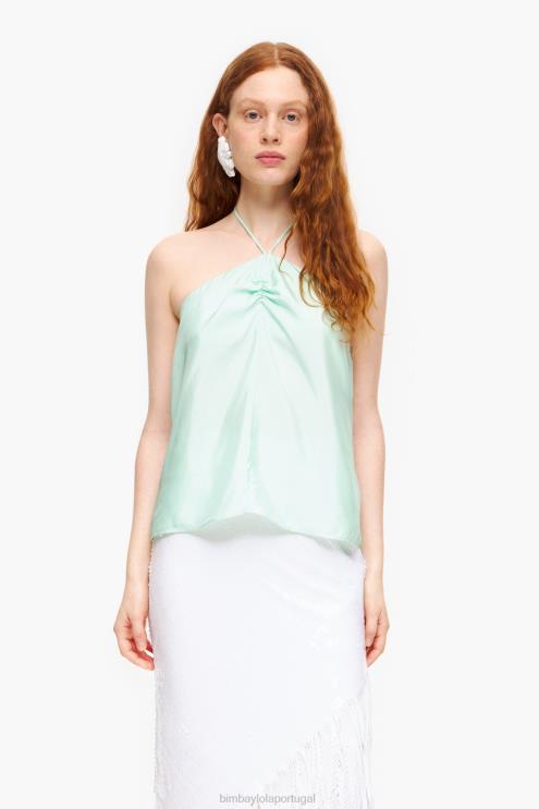 menta verde roupas 64X4N331 top franzido Bimba Y Lola