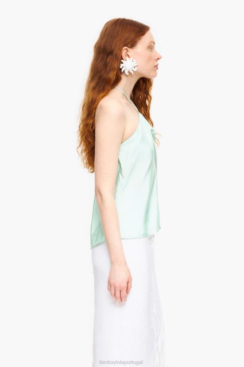 menta verde roupas 64X4N331 top franzido Bimba Y Lola
